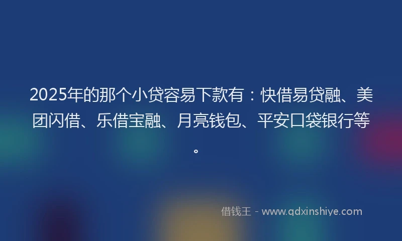 2025年的那个小贷容易下款有:快借易贷融、美团闪借、乐借宝融、月亮钱包、平安口袋银行等。