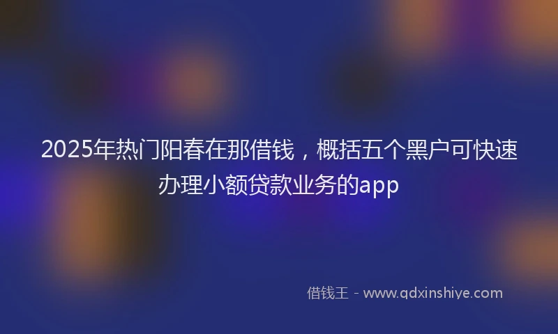 2025年热门阳春在那借钱，概括五个黑户可快速办理小额贷款业务的app