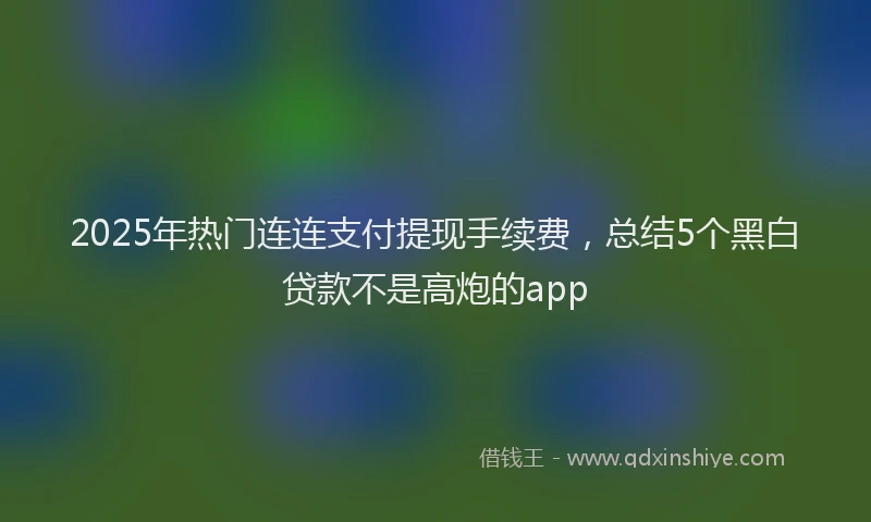 2025年热门连连支付提现手续费,总结5个黑白贷款不是高炮的app