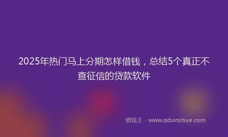 2025年热门马上分期怎样借钱，总结5个真正不查征信的贷款软件