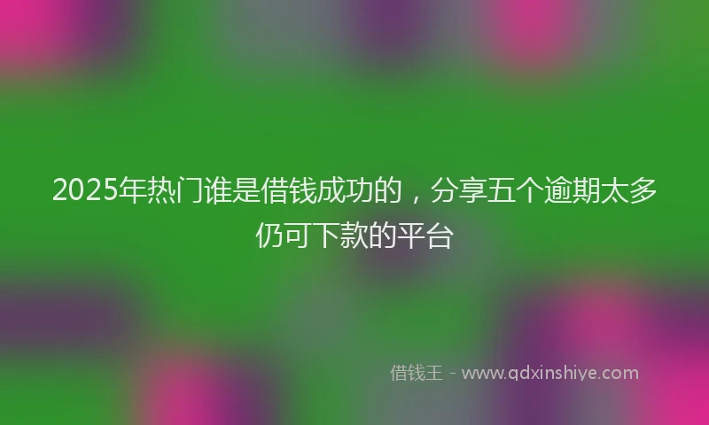 2025年热门谁是借钱成功的，分享五个逾期太多仍可下款的平台