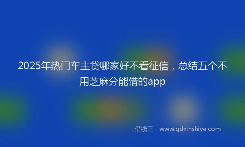 2025年热门车主贷哪家好不看征信,总结五个不用芝麻分能借的app