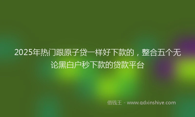 2025年热门跟原子贷一样好下款的，整合五个无论黑白户秒下款的贷款平台