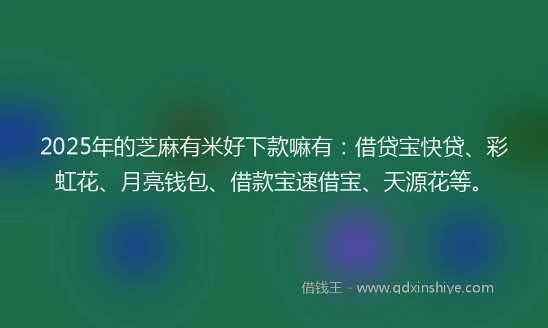 2025年的芝麻有米好下款嘛有：借贷宝快贷、彩虹花、月亮钱包、借款宝速借宝、天源花等。