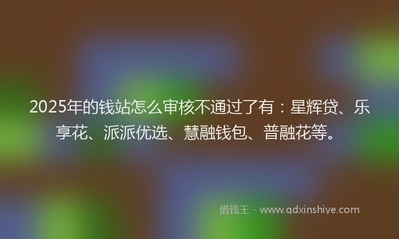 2025年的钱站怎么审核不通过了有：星辉贷、乐享花、派派优选、慧融钱包、普融花等。
