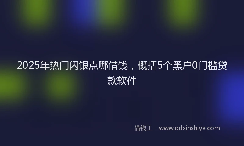 2025年热门闪银点哪借钱，概括5个黑户0门槛贷款软件