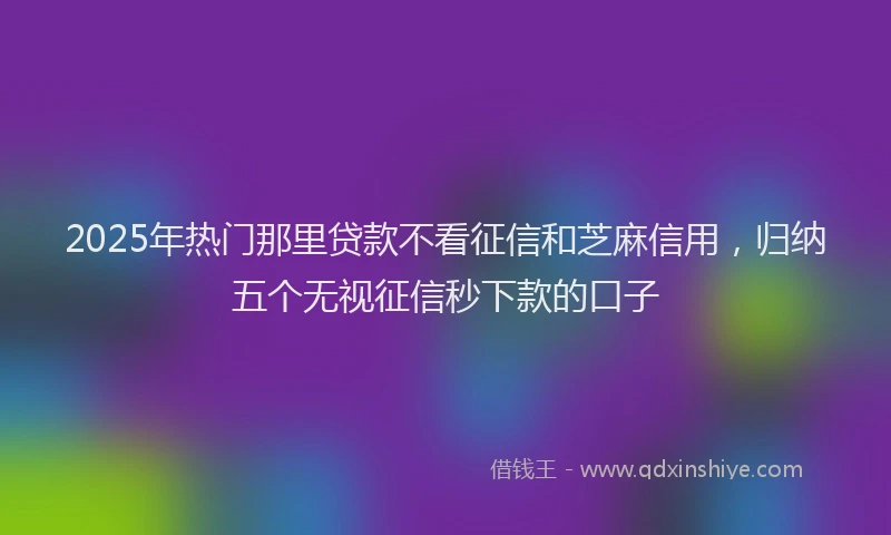 2025年热门那里贷款不看征信和芝麻信用,归纳五个无视征信秒下款的口子