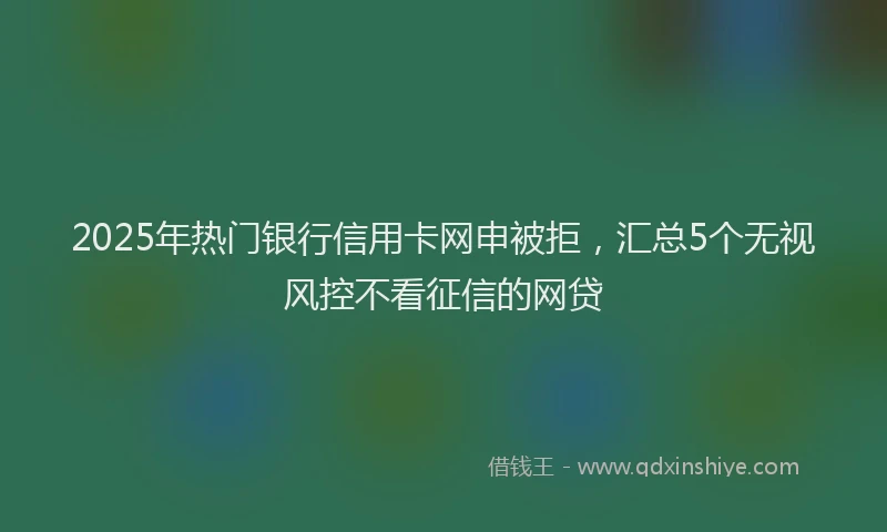 2025年热门银行信用卡网申被拒，汇总5个无视风控不看征信的网贷