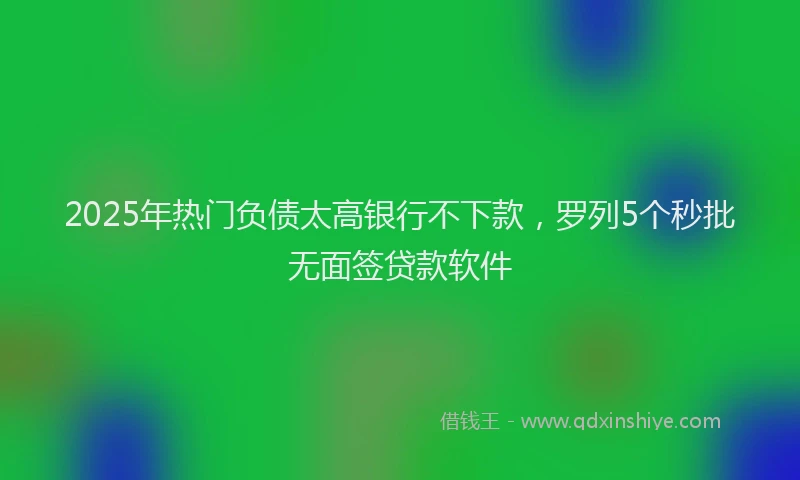 2025年热门负债太高银行不下款，罗列5个秒批无面签贷款软件