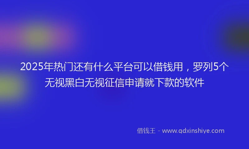 2025年热门还有什么平台可以借钱用,罗列5个无视黑白无视征信申请就下款的软件