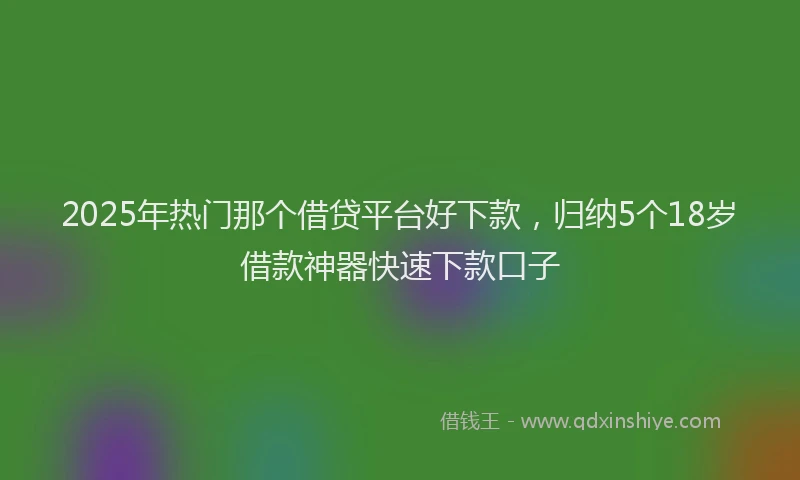 2025年热门那个借贷平台好下款，归纳5个18岁借款神器快速下款口子