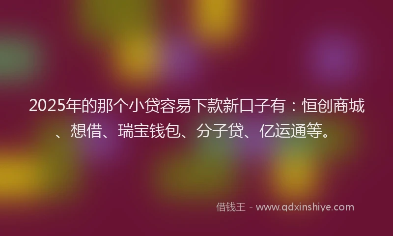 2025年的那个小贷容易下款新口子有：恒创商城、想借、瑞宝钱包、分子贷、亿运通等。