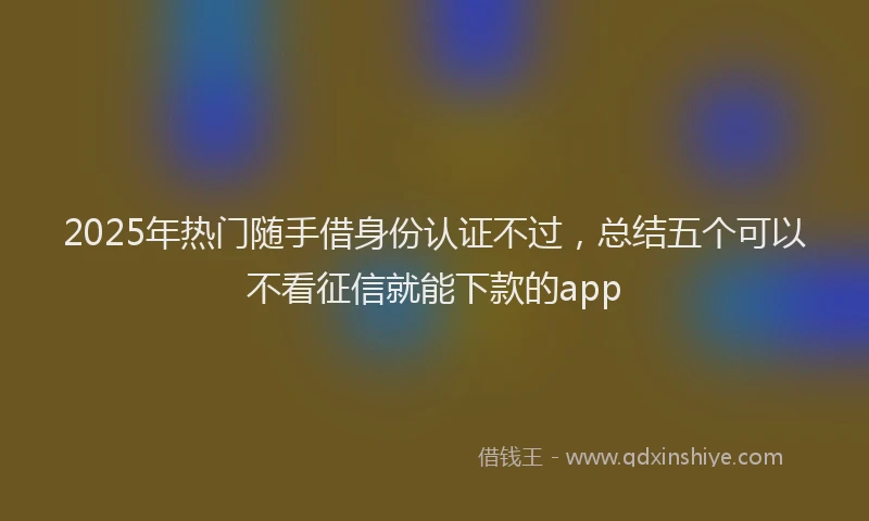 2025年热门随手借身份认证不过，总结五个可以不看征信就能下款的app