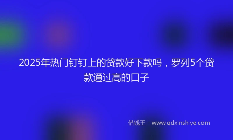 2025年热门钉钉上的贷款好下款吗，罗列5个贷款通过高的口子