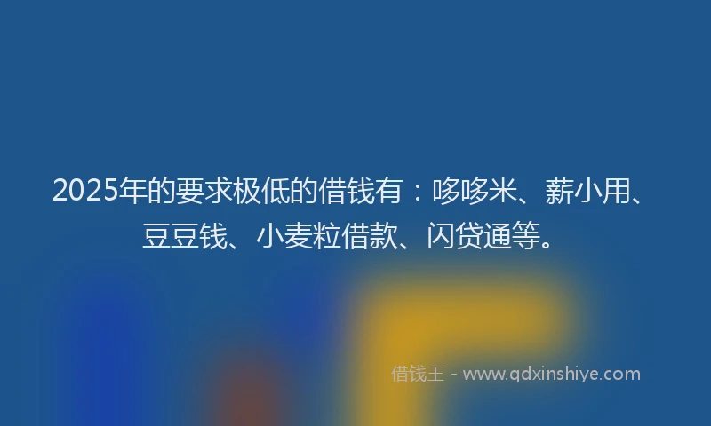 2025年的要求极低的借钱有：哆哆米、薪小用、豆豆钱、小麦粒借款、闪贷通等。