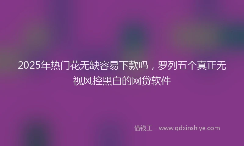 2025年热门花无缺容易下款吗，罗列五个真正无视风控黑白的网贷软件
