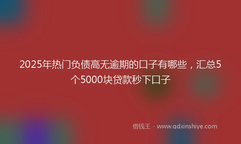 2025年热门负债高无逾期的口子有哪些，汇总5个5000块贷款秒下口子