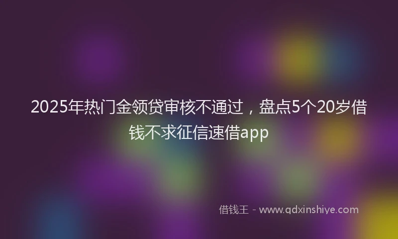 2025年热门金领贷审核不通过，盘点5个20岁借钱不求征信速借app