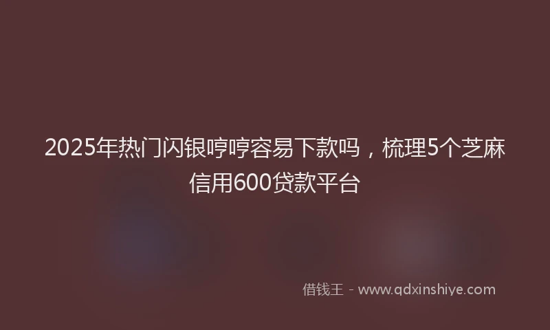 2025年热门闪银哼哼容易下款吗，梳理5个芝麻信用600贷款平台