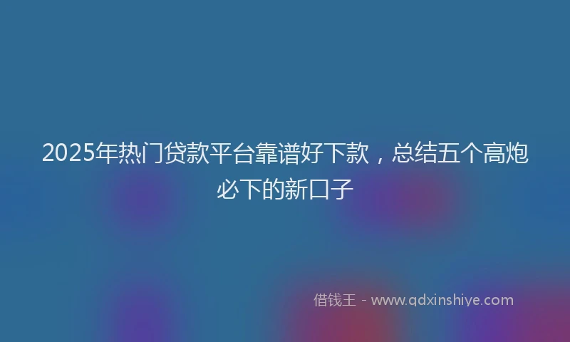 2025年热门贷款平台靠谱好下款,总结五个高炮必下的新口子