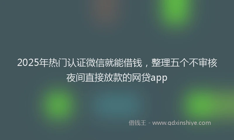 2025年热门认证微信就能借钱，整理五个不审核夜间直接放款的网贷app