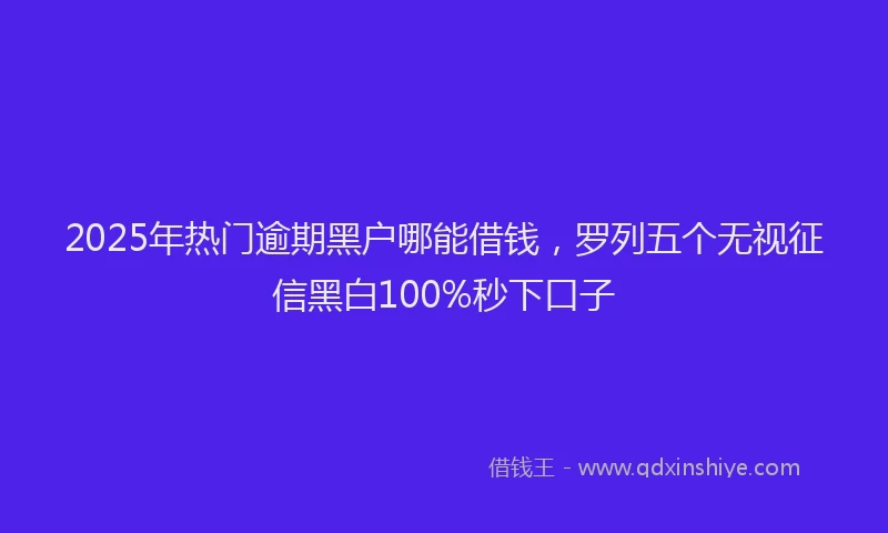 2025年热门逾期黑户哪能借钱，罗列五个无视征信黑白100%秒下口子
