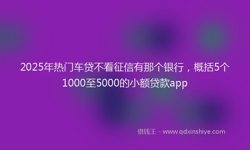 2025年热门车贷不看征信有那个银行,概括5个1000至5000的小额贷款app