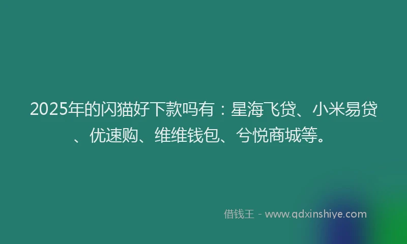 2025年的闪猫好下款吗有：星海飞贷、小米易贷、优速购、维维钱包、兮悦商城等。