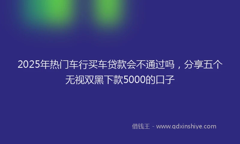 2025年热门车行买车贷款会不通过吗，分享五个无视双黑下款5000的口子