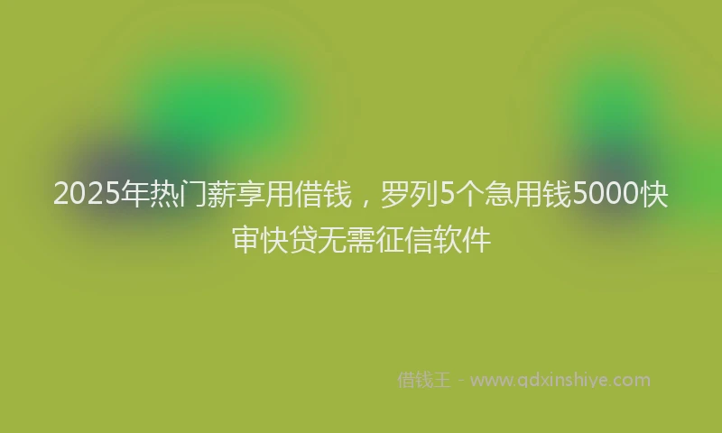 2025年热门薪享用借钱，罗列5个急用钱5000快审快贷无需征信软件