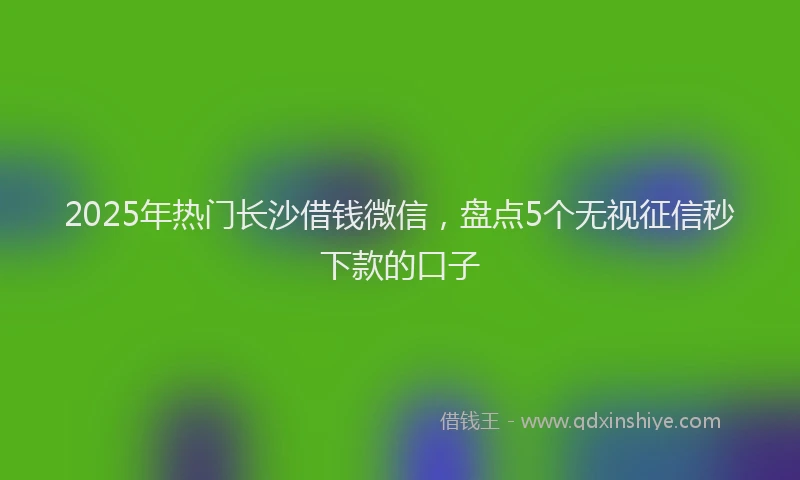 2025年热门长沙借钱微信,盘点5个无视征信秒下款的口子