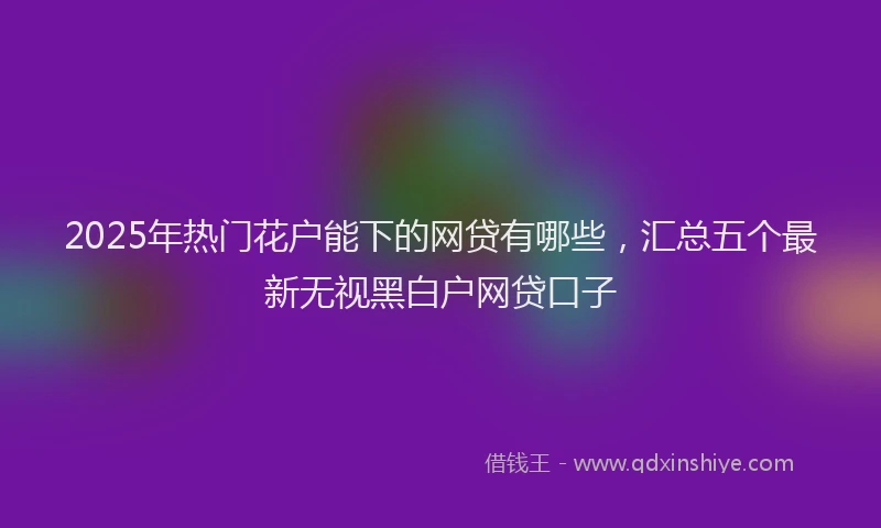 2025年热门花户能下的网贷有哪些，汇总五个最新无视黑白户网贷口子