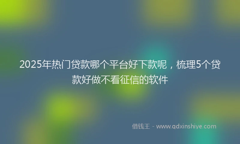 2025年热门贷款哪个平台好下款呢,梳理5个贷款好做不看征信的软件