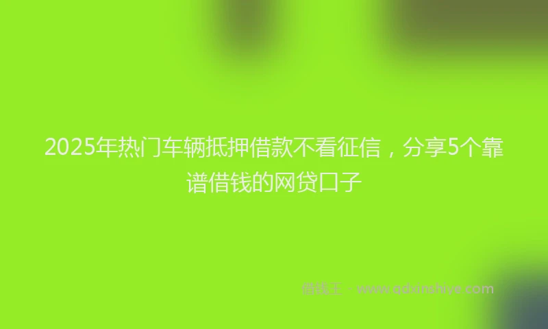 2025年热门车辆抵押借款不看征信,分享5个靠谱借钱的网贷口子