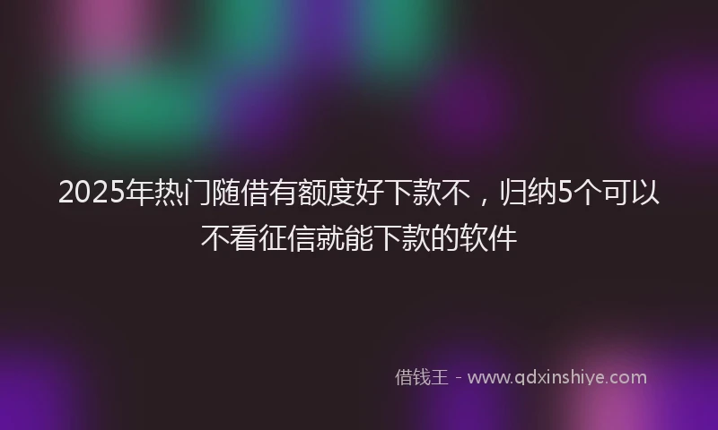 2025年热门随借有额度好下款不，归纳5个可以不看征信就能下款的软件