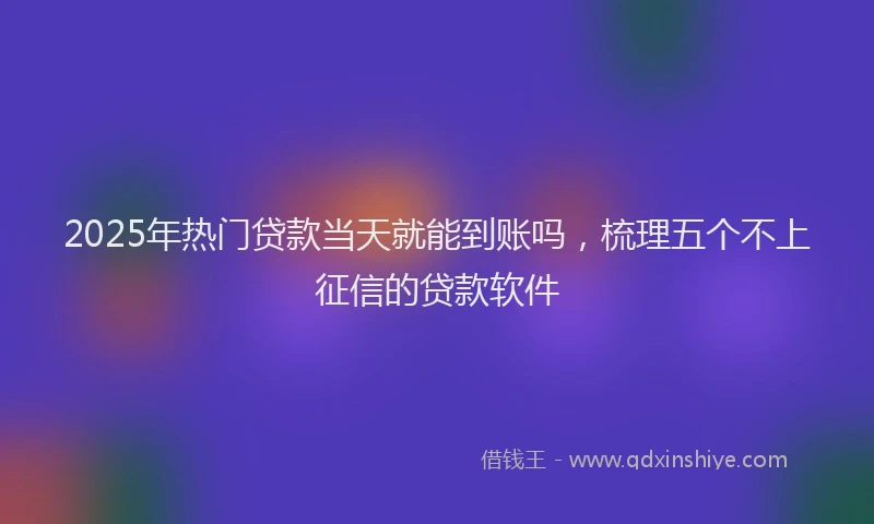 2025年热门贷款当天就能到账吗,梳理五个不上征信的贷款软件