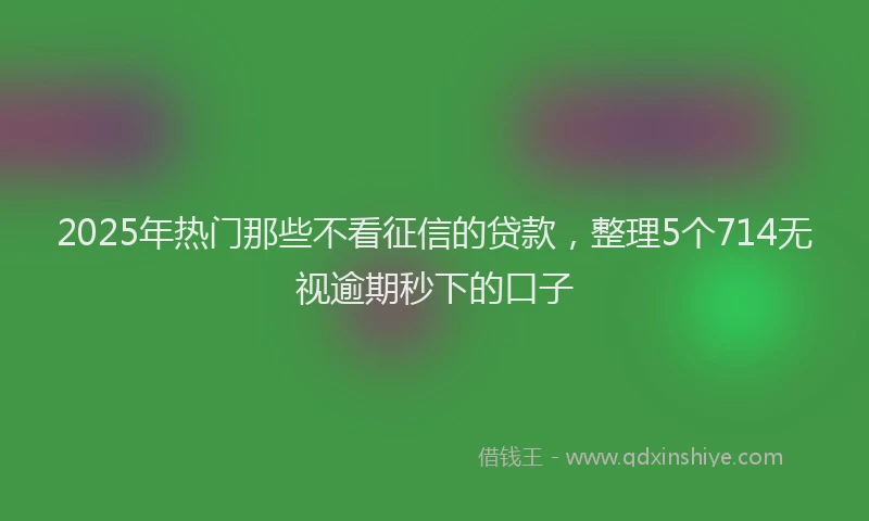2025年热门那些不看征信的贷款，整理5个714无视逾期秒下的口子