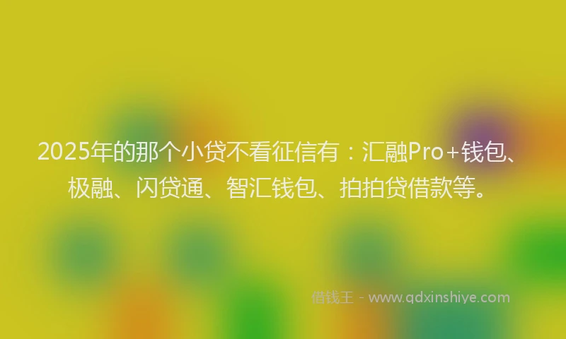 2025年的那个小贷不看征信有:汇融Pro+钱包、极融、闪贷通、智汇钱包、拍拍贷借款等。