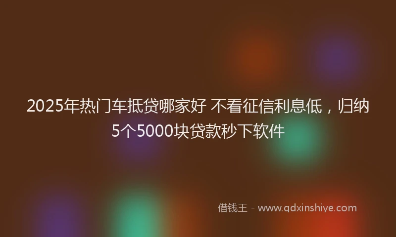 2025年热门车抵贷哪家好 不看征信利息低,归纳5个5000块贷款秒下软件