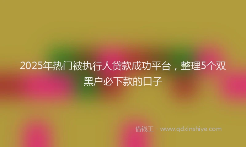 2025年热门被执行人贷款成功平台，整理5个双黑户必下款的口子
