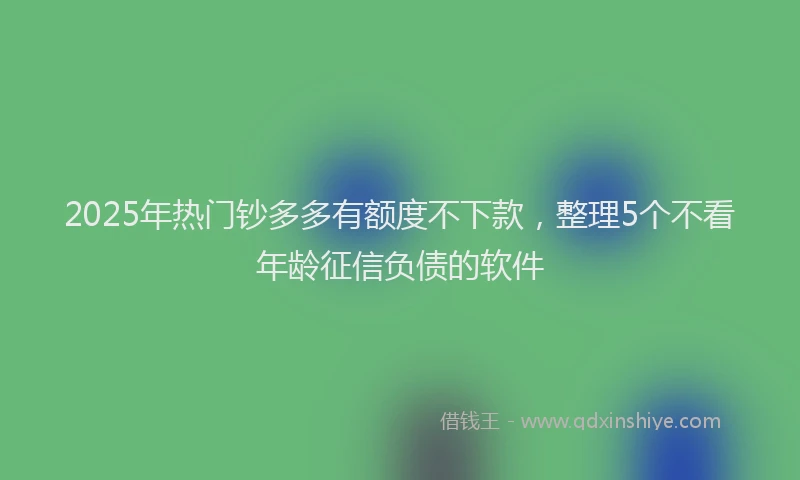 2025年热门钞多多有额度不下款,整理5个不看年龄征信负债的软件