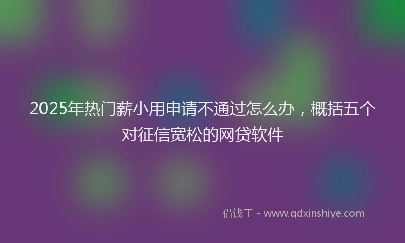 2025年热门薪小用申请不通过怎么办，概括五个对征信宽松的网贷软件