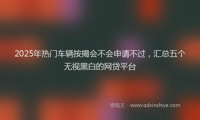 2025年热门车辆按揭会不会申请不过,汇总五个无视黑白的网贷平台