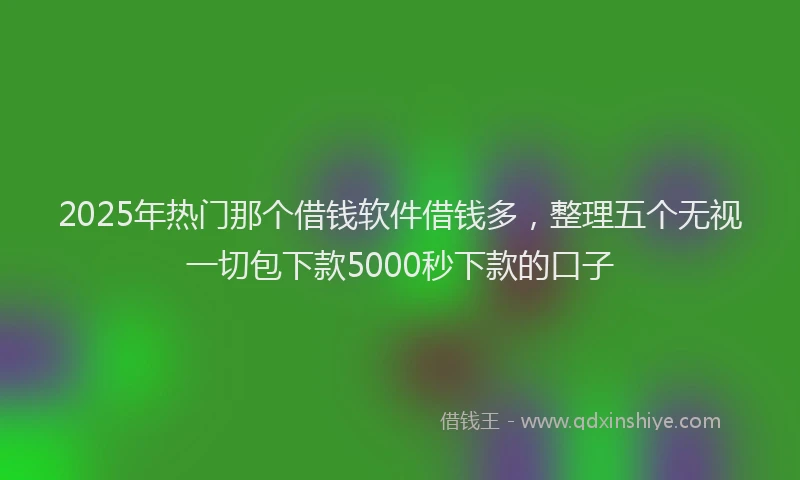 2025年热门那个借钱软件借钱多，整理五个无视一切包下款5000秒下款的口子