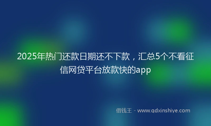 2025年热门还款日期还不下款,汇总5个不看征信网贷平台放款快的app