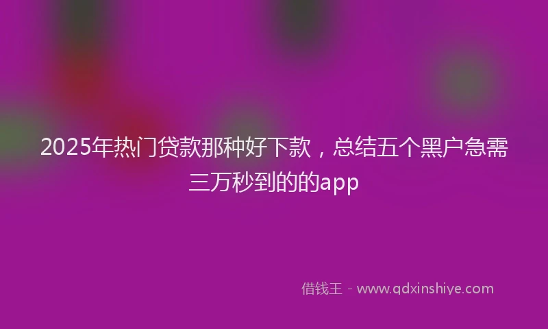 2025年热门贷款那种好下款,总结五个黑户急需三万秒到的的app