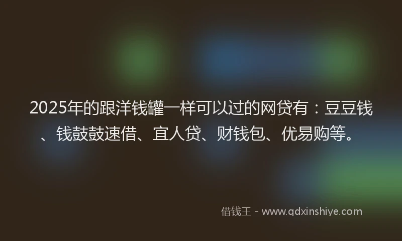 2025年的跟洋钱罐一样可以过的网贷有:豆豆钱、钱鼓鼓速借、宜人贷、财钱包、优易购等。