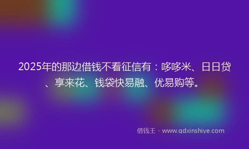 2025年的那边借钱不看征信有:哆哆米、日日贷、享来花、钱袋快易融、优易购等。