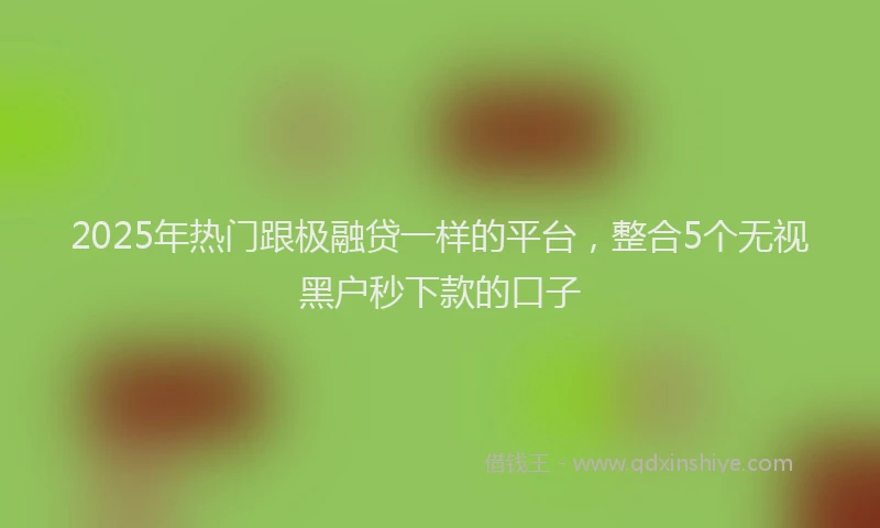 2025年热门跟极融贷一样的平台,整合5个无视黑户秒下款的口子