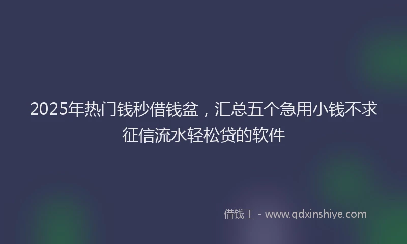 2025年热门钱秒借钱盆，汇总五个急用小钱不求征信流水轻松贷的软件